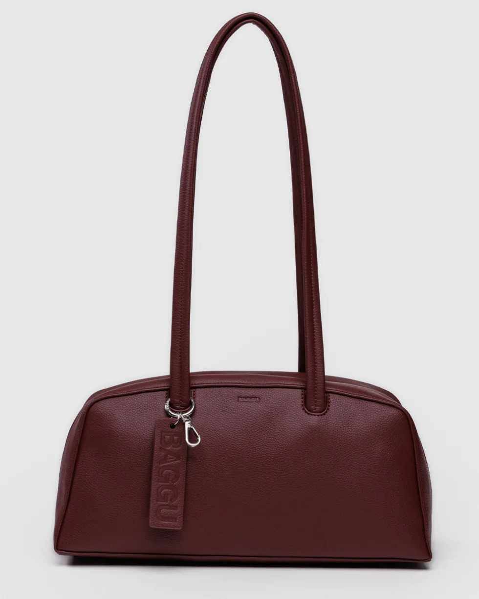 Recycled Leather Bowler Bag - Mahogany