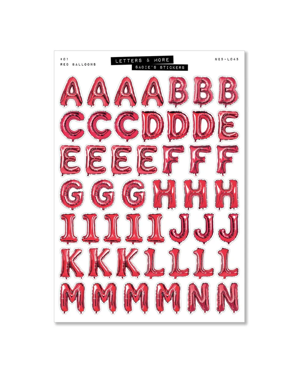 Red Balloon Letter Set - Letters & More Sticker Set