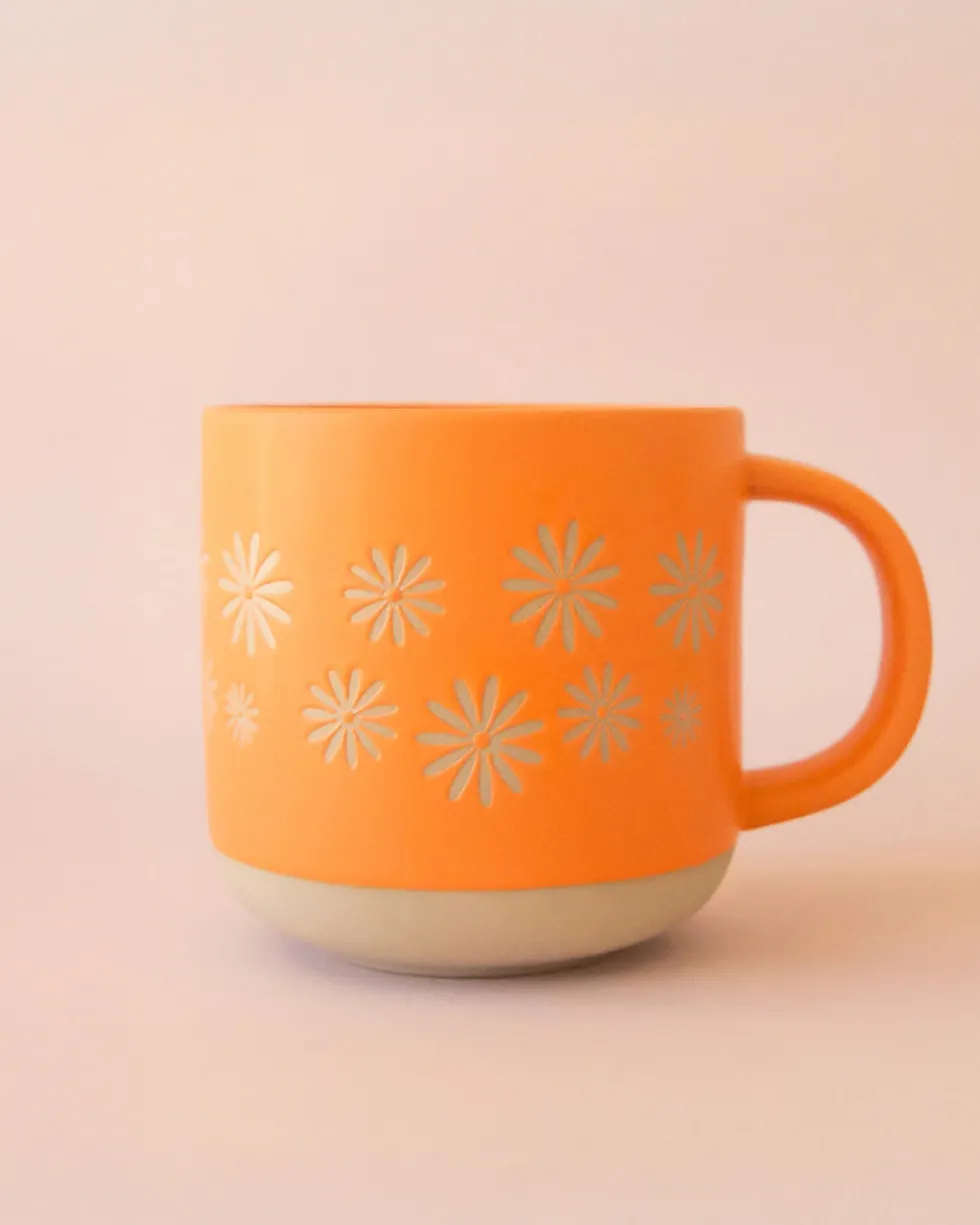 Retro Ceramic Mug - Pinwheel Flowers