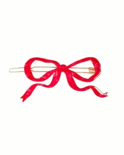 Ribbon Bow Clip - Red
