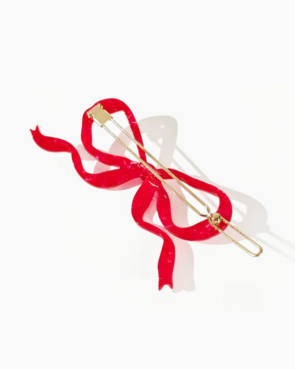 Ribbon Bow Clip - Red