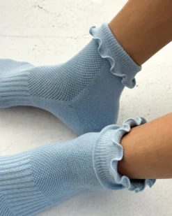 Ruffled Hugger Crew Socks - Periwinkle