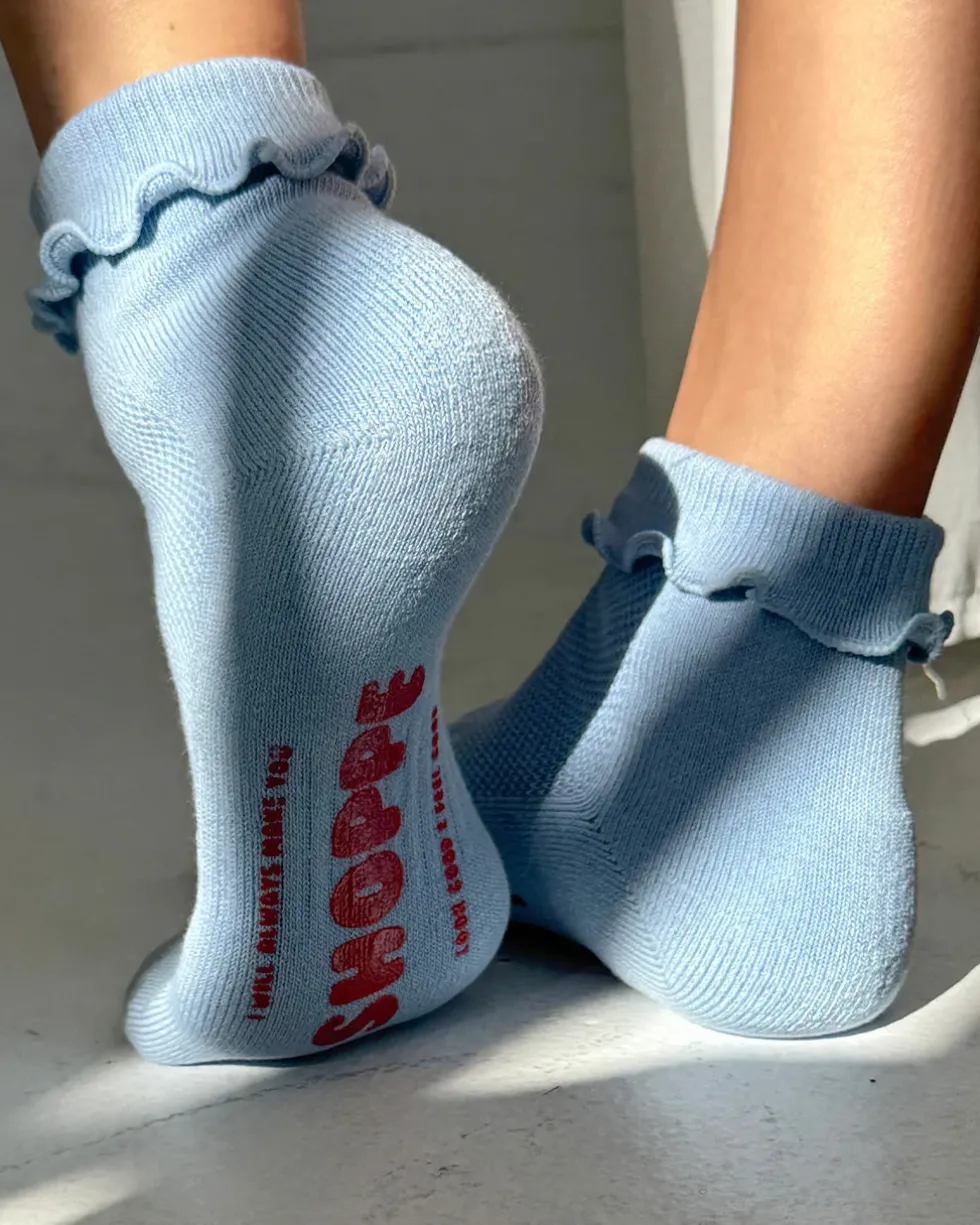 Ruffled Hugger Crew Socks - Periwinkle
