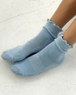 Ruffled Hugger Crew Socks - Periwinkle