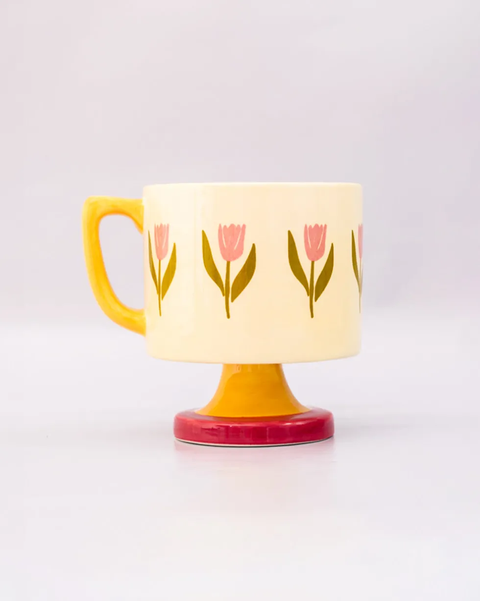 Short Ceramic Mug - Tulips