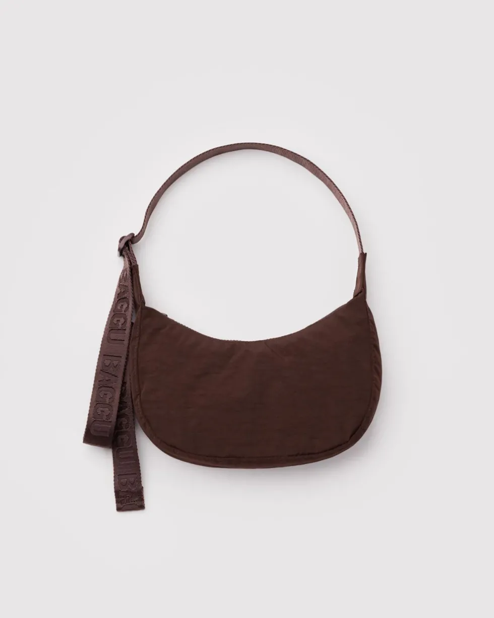 Small Nylon Crescent Bag w/ Key Leash - Coffee