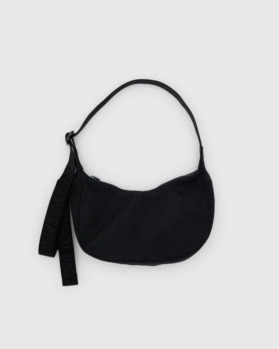 Small Nylon Crescent Bag w/ Key Leash - Black