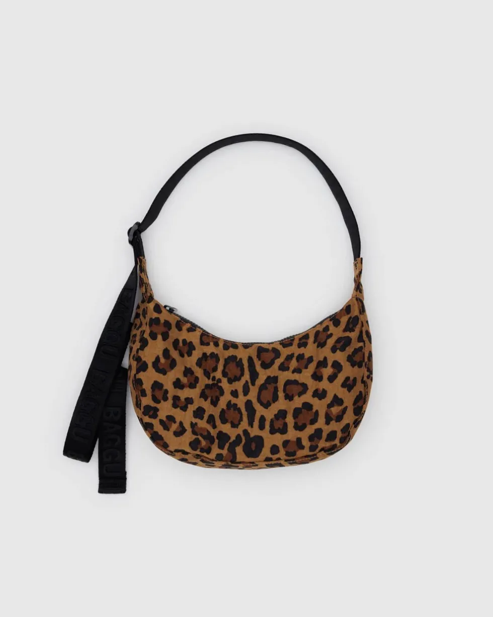 Small Nylon Crescent Bag w/ Key Leash - Leopard
