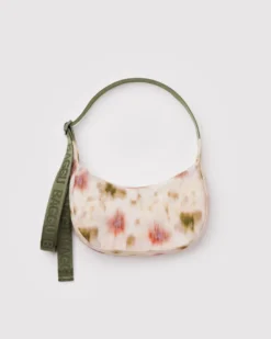 Small Nylon Crescent Bag w/ Key Leash - Abstract Floral