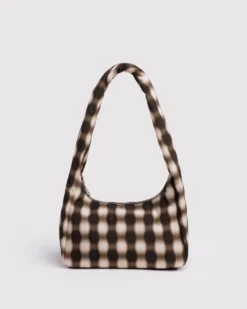 Small Nylon Meringue Bag - Blurred Gingham Brown