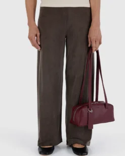 Small Recycled Leather Bowler Bag - Mahogany