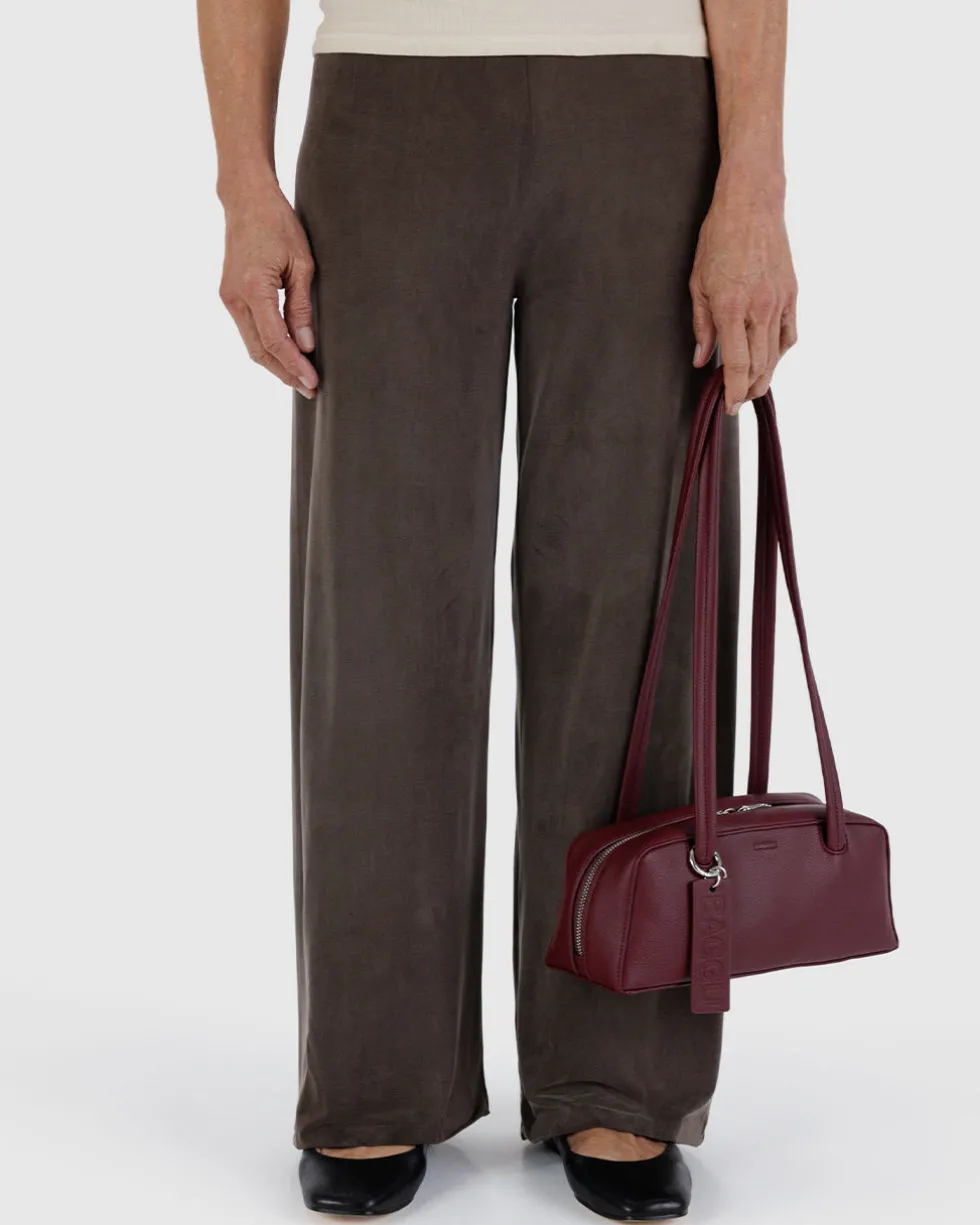 Small Recycled Leather Bowler Bag - Mahogany