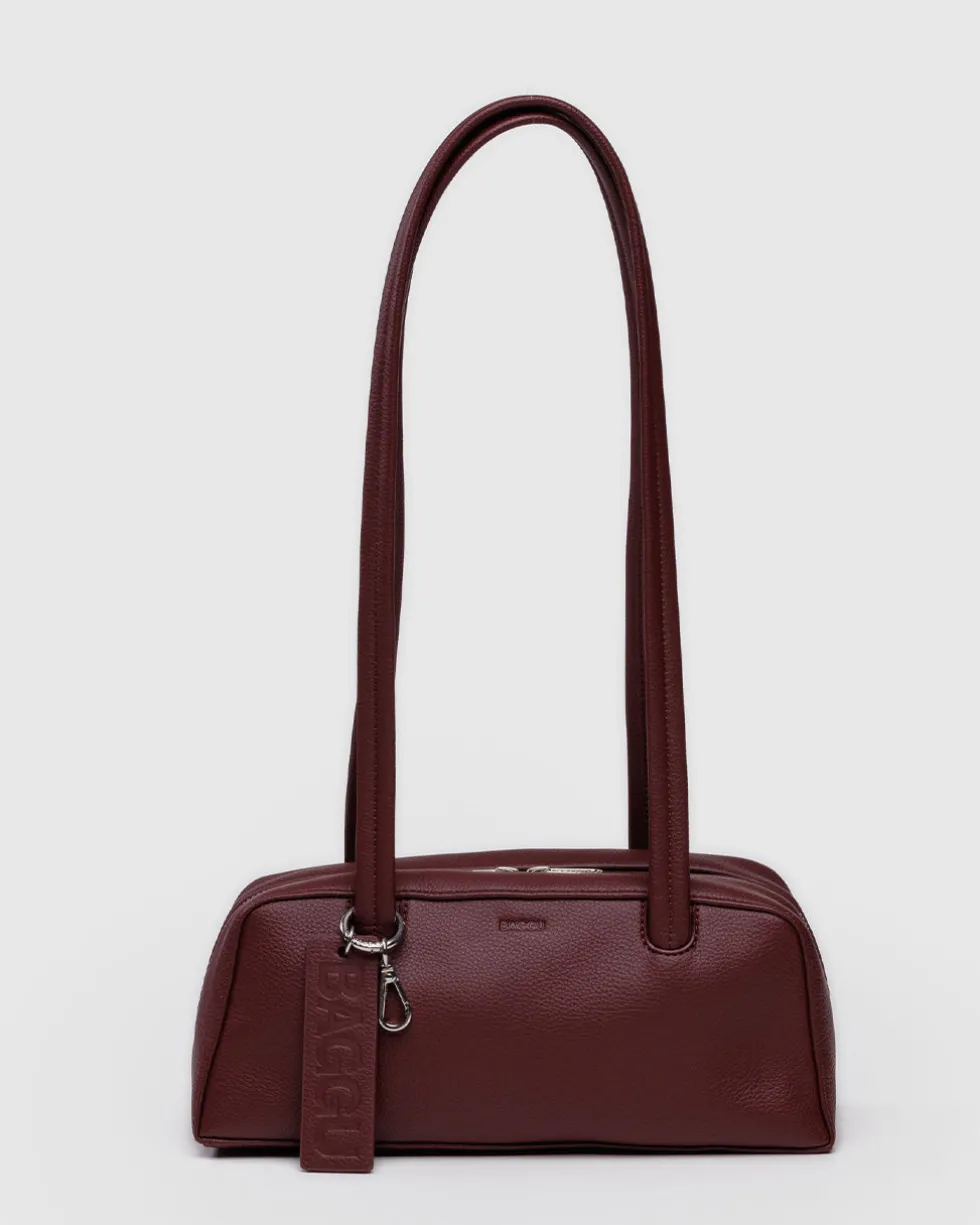 Small Recycled Leather Bowler Bag - Mahogany