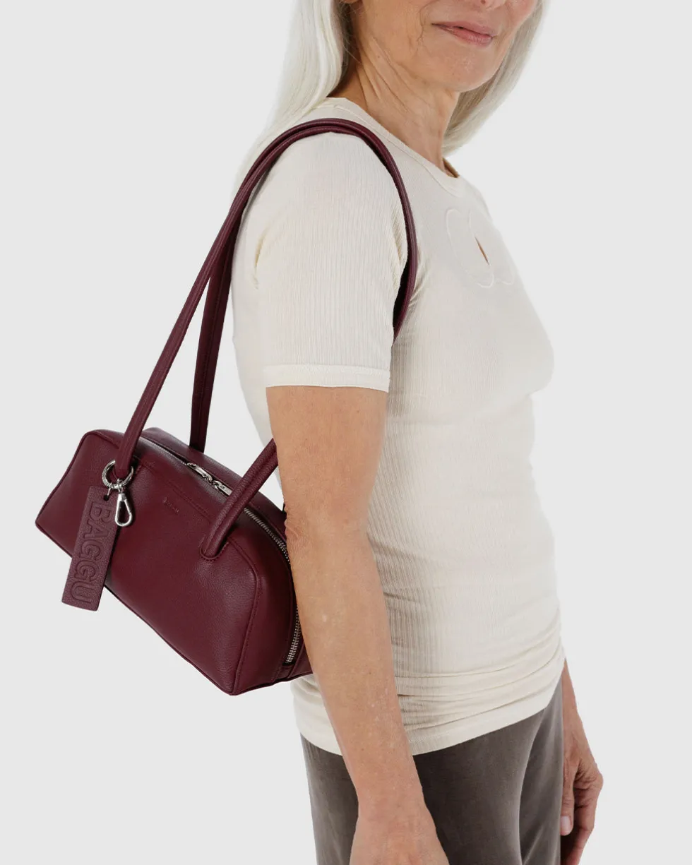 Small Recycled Leather Bowler Bag - Mahogany