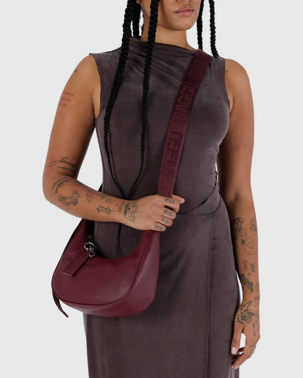 Small Recycled Leather Crescent Bag - Mahogany