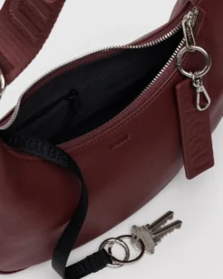 Small Recycled Leather Crescent Bag - Mahogany