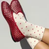 Sneaker Socks - Cream + Red Polka Dot
