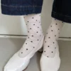 Sneaker Socks - Oatmeal + Black Polka Dot