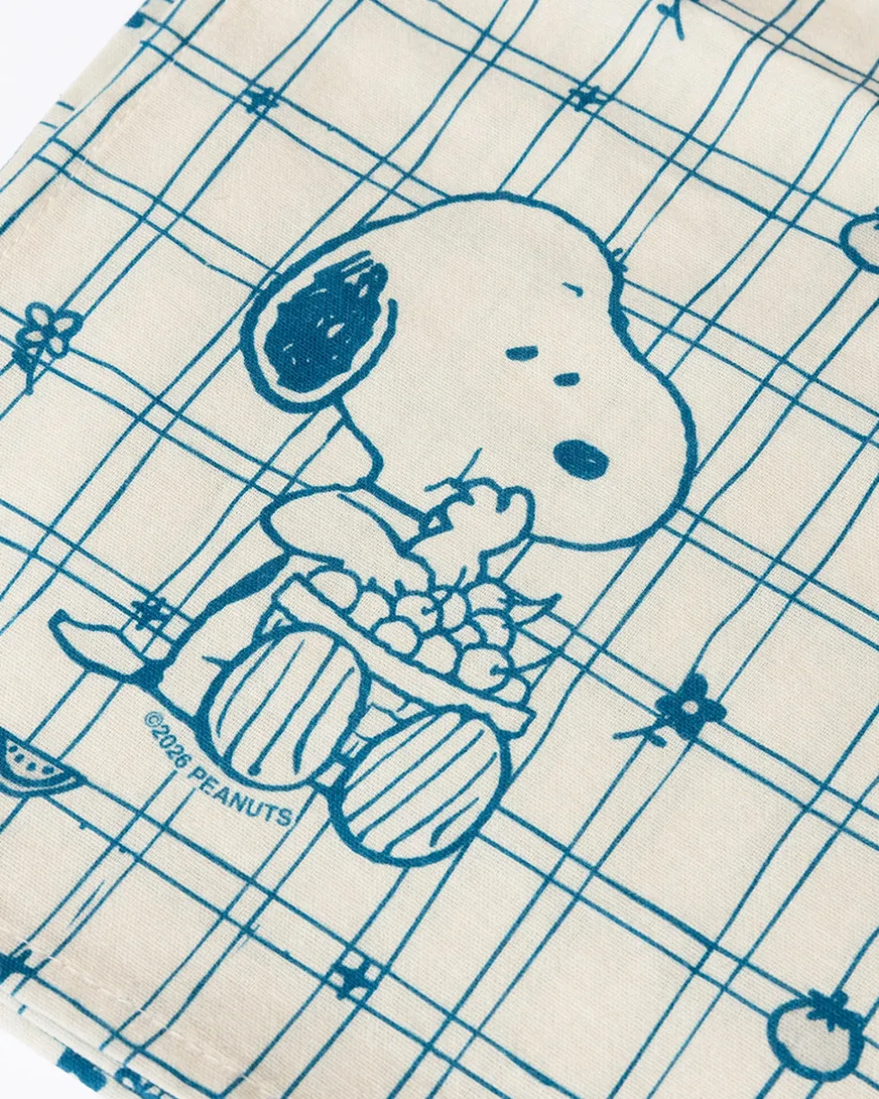 Snoopy Cherry Basket Tea Towel - Blue