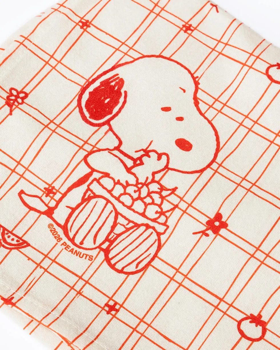 Snoopy Cherry Basket Tea Towel - Red