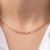 Stainless Steel Paper Clip Necklace - Gold