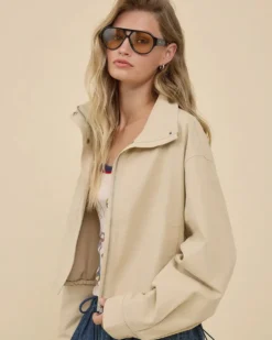 Stand Collar Drawstring Jacket