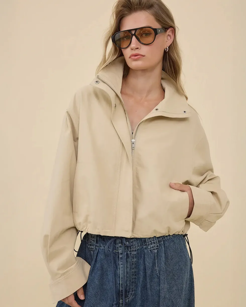 Stand Collar Drawstring Jacket