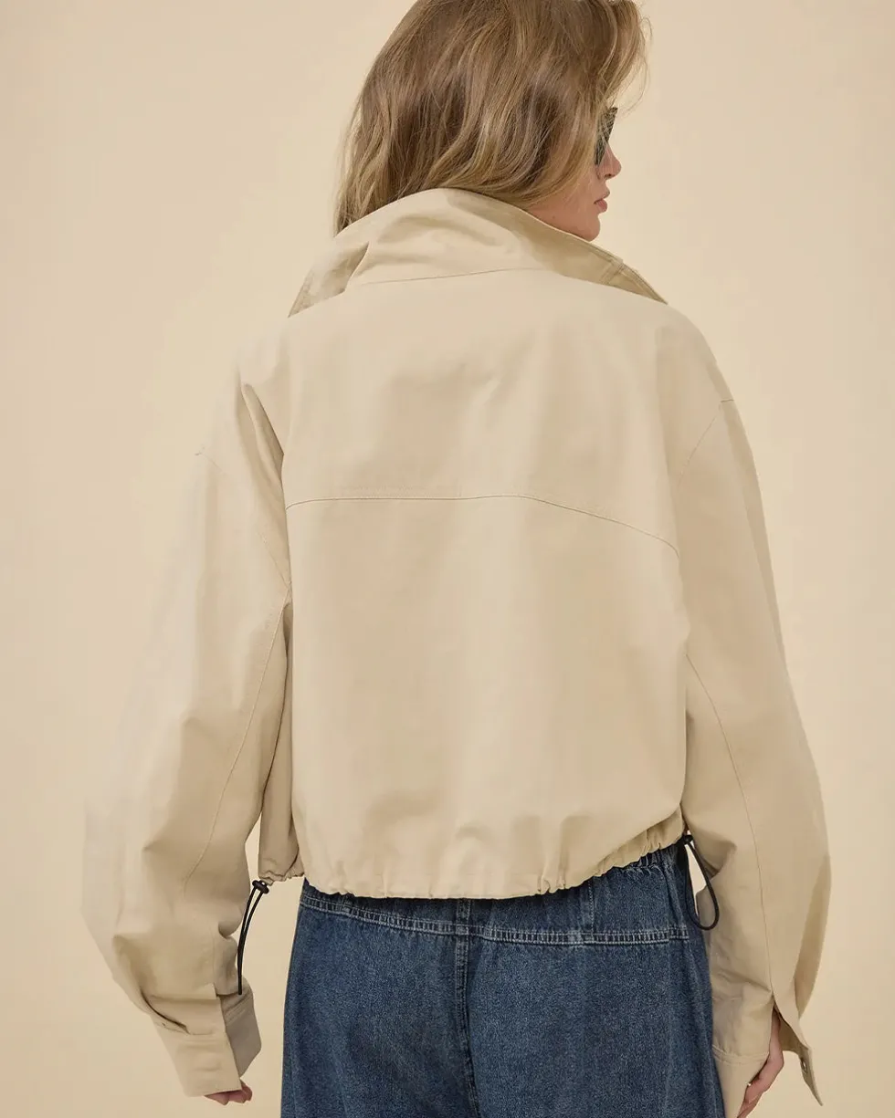 Stand Collar Drawstring Jacket