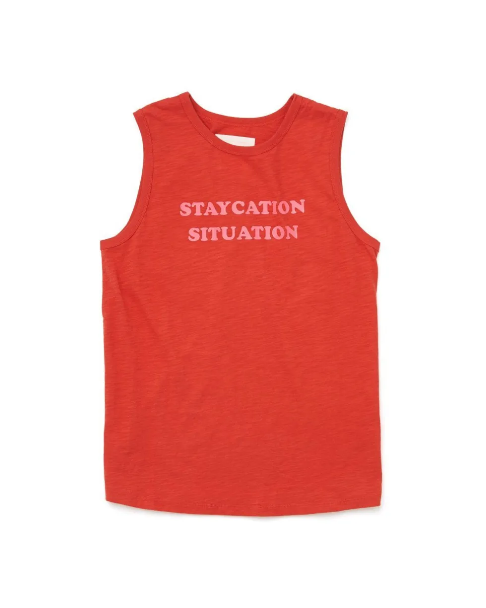 Staycation Situation Slub Muscle Tank
