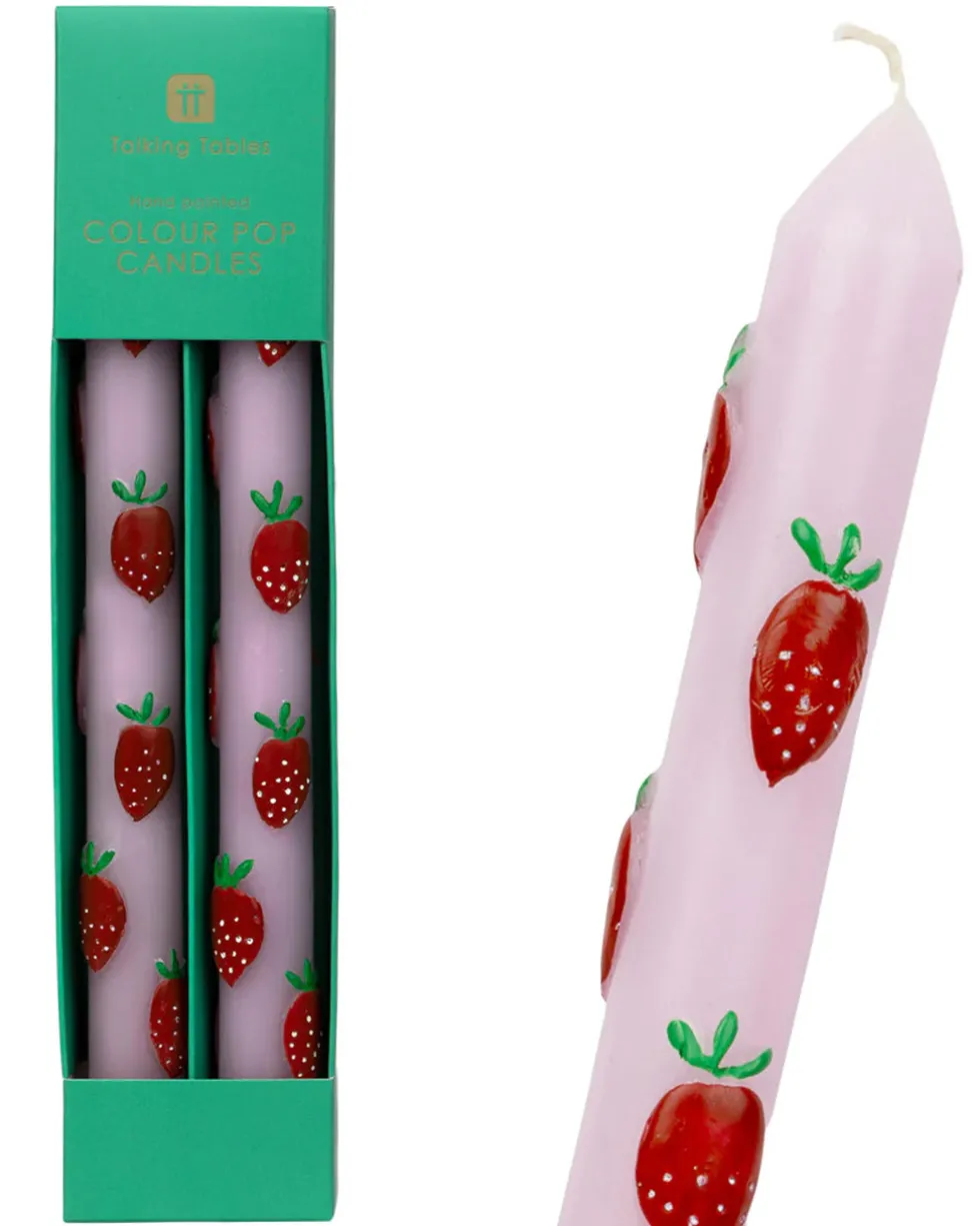 Strawberry Lilac Dinner Candles - Set of 2