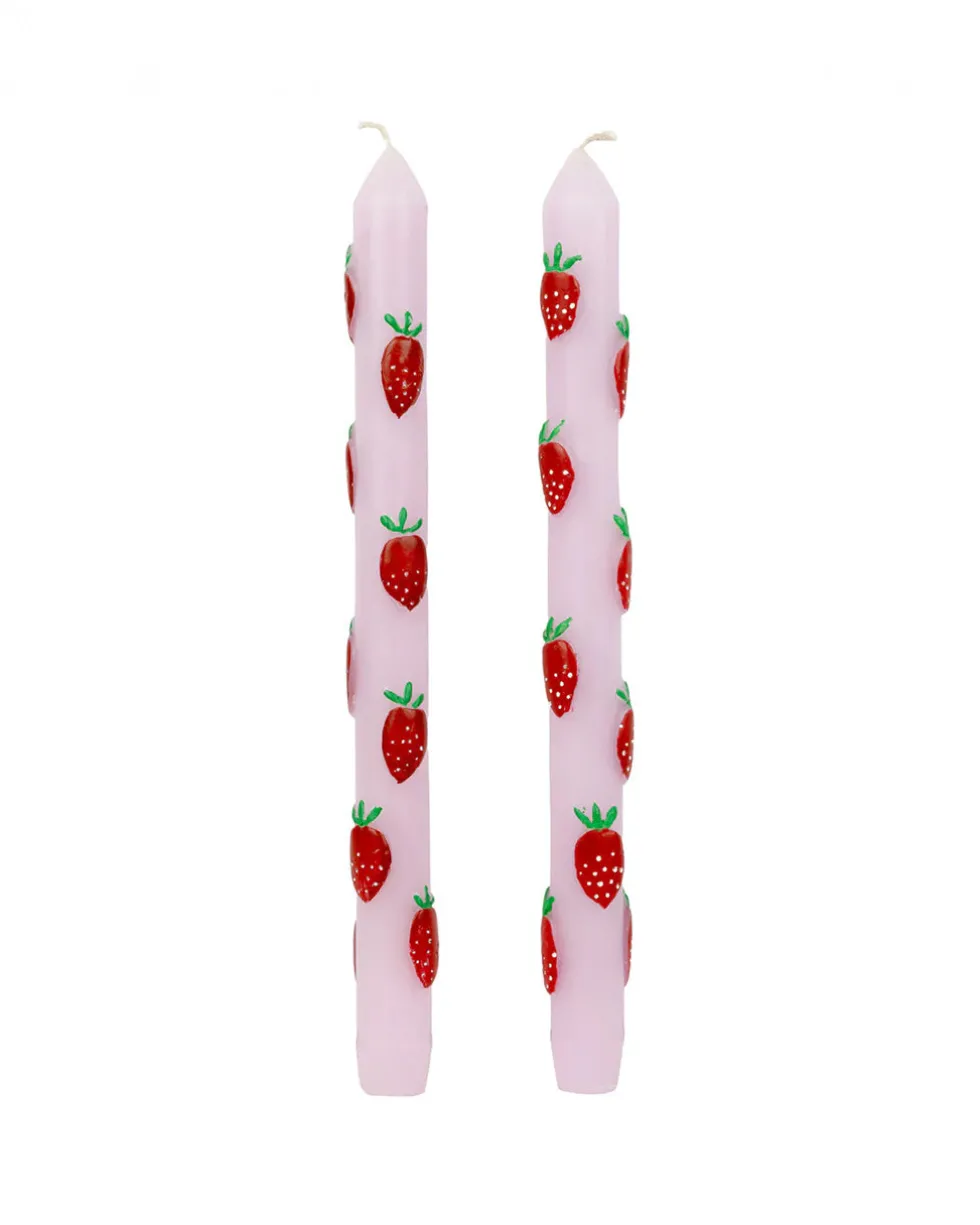 Strawberry Lilac Dinner Candles - Set of 2