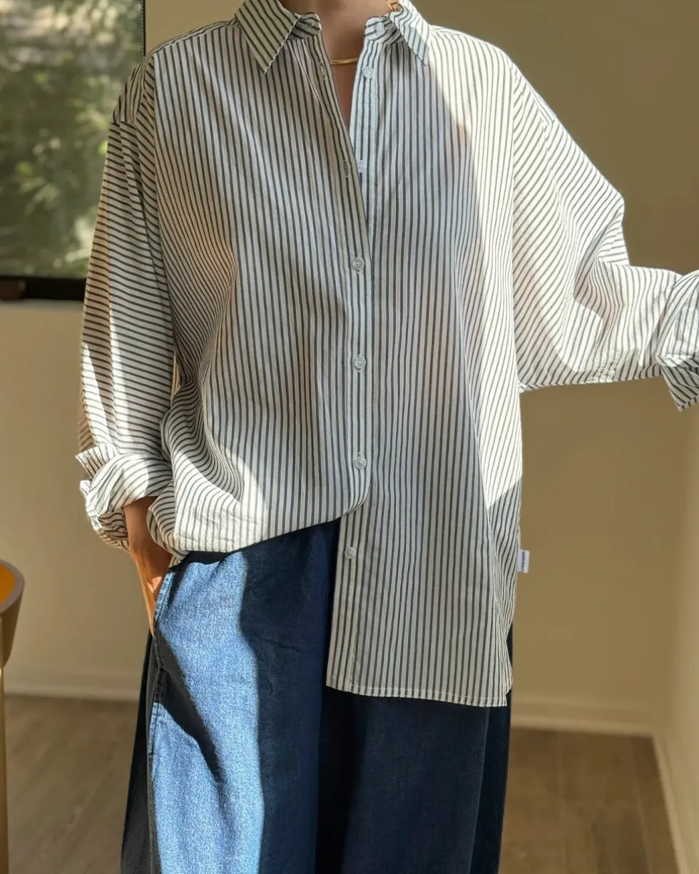 Striped Light Weight Owen Shirt - Denim Stripe