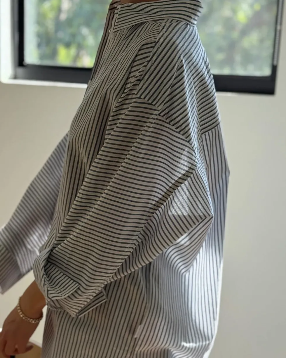 Striped Light Weight Owen Shirt - Denim Stripe