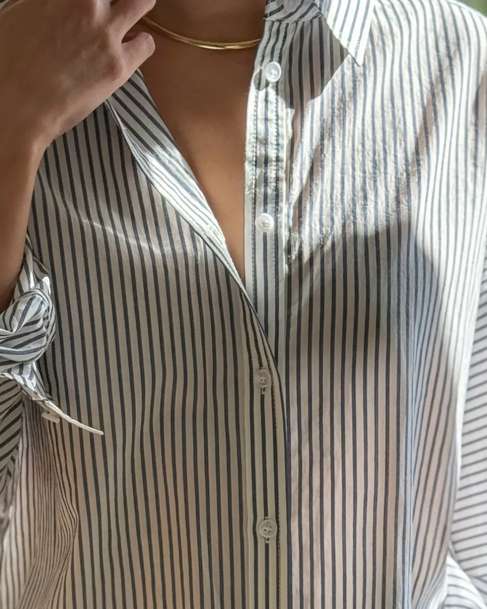 Striped Light Weight Owen Shirt - Denim Stripe