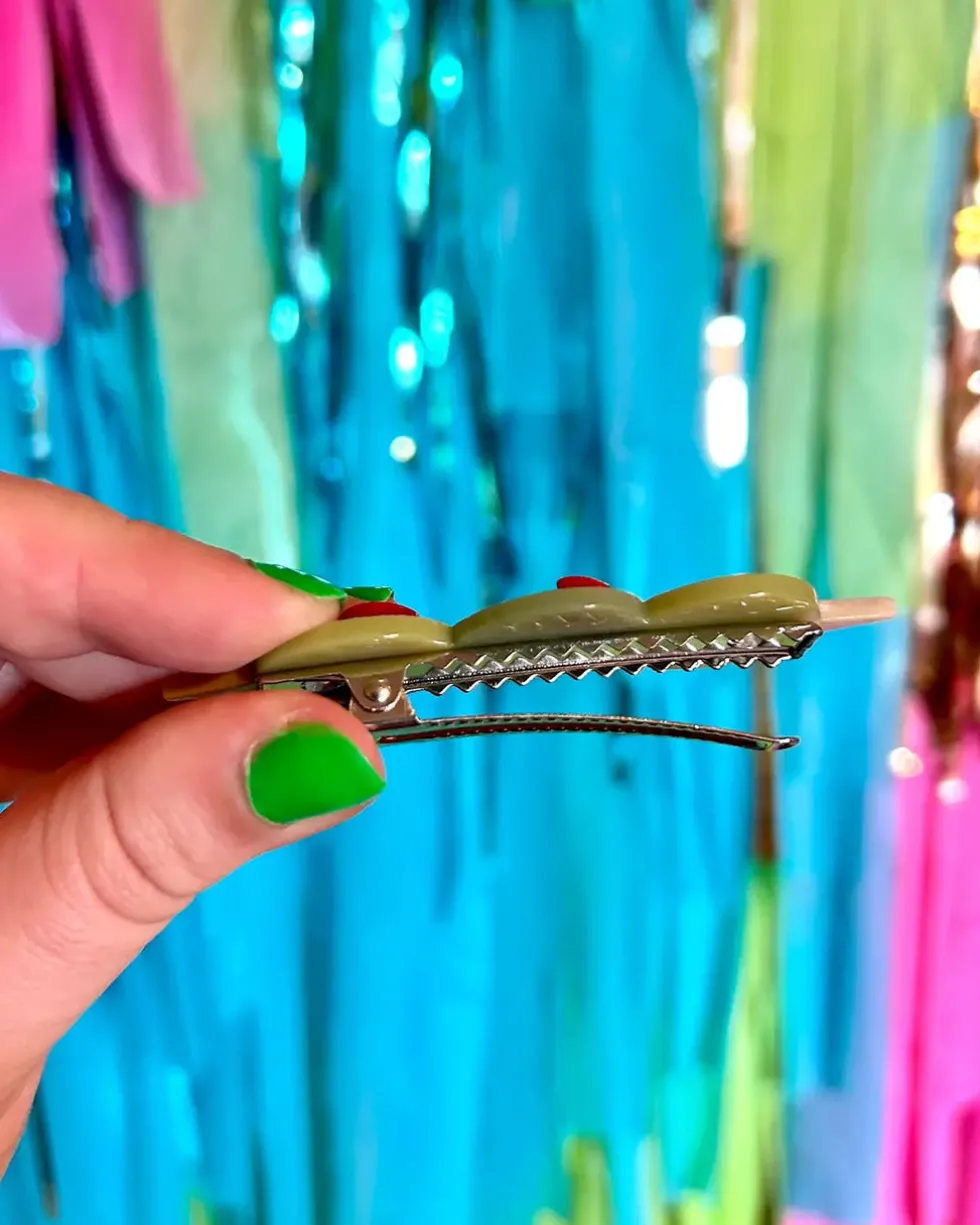 Stuffed Olive Hair Clip Set