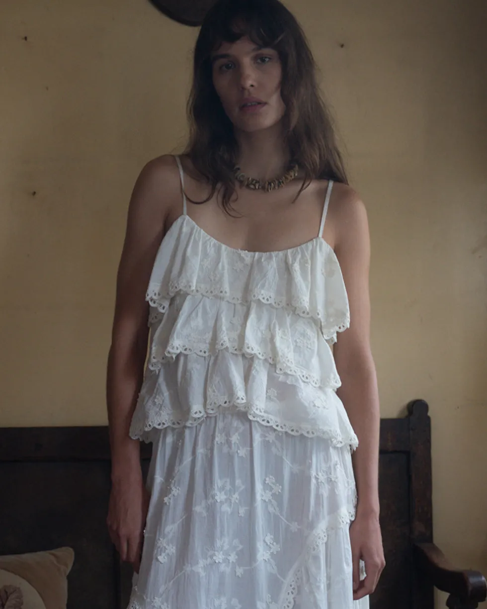 Suze White Ruffle Top
