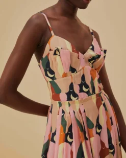 The Kiss Multicolor Sleeveless Midi Dress