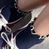 The Petite Ruffled Modal Socks - Navy + Butter