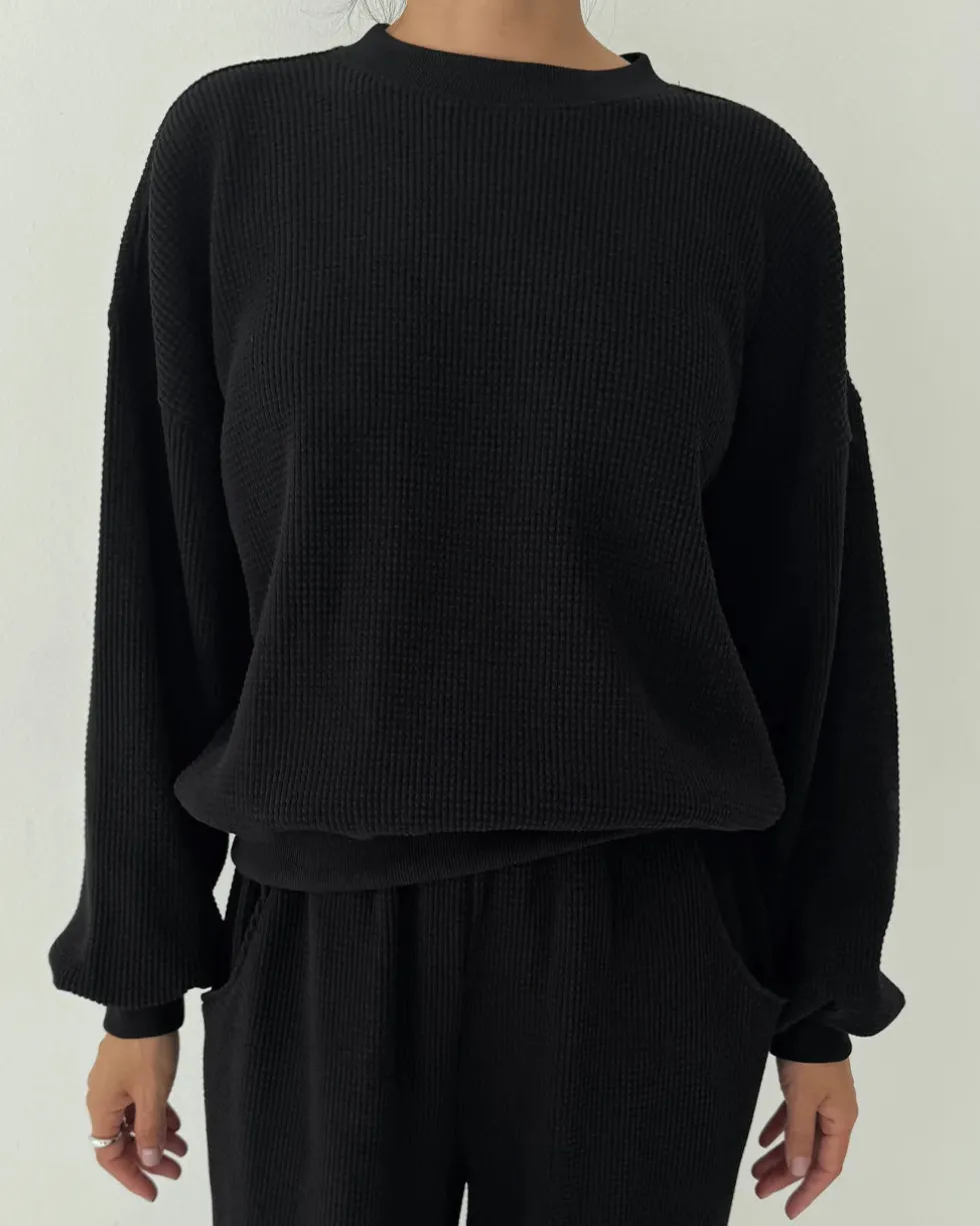 Waffle Core Sweatshirt - True Black