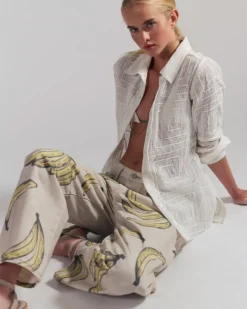We The Free Good Luck Printed Barrel Jeans - Go Bananas